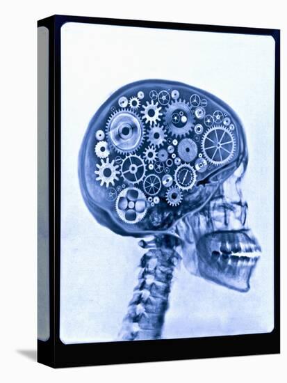 X-ray of skull with gears-Thom Lang-Premier Image Canvas