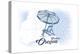 Yachats, Oregon - Beach Chair and Umbrella - Blue - Coastal Icon-Lantern Press-Stretched Canvas