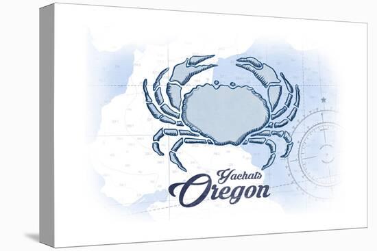 Yachats, Oregon - Crab - Blue - Coastal Icon-Lantern Press-Stretched Canvas