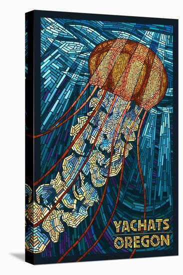 Yachats, Oregon - Jellyfish Mosaic-Lantern Press-Stretched Canvas