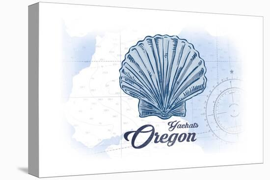 Yachats, Oregon - Scallop Shell - Blue - Coastal Icon-Lantern Press-Stretched Canvas