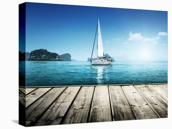 Yacht and Wooden Platform-Iakov Kalinin-Premier Image Canvas