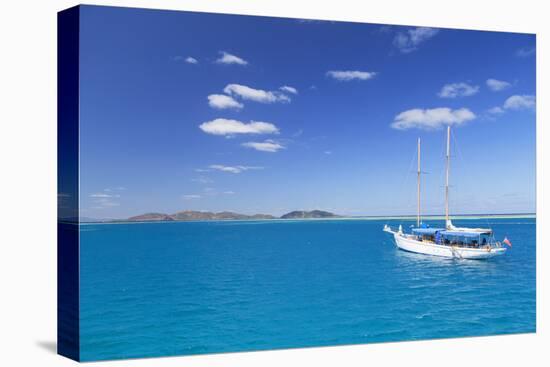 Yacht in Lagoon with Malolo Island, Mamanuca Islands, Fiji, South Pacific, Pacific-Ian Trower-Premier Image Canvas