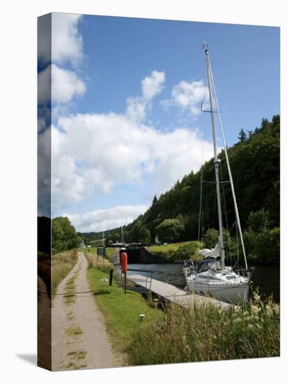 Yacht Moored in Crinan Canal, Highlands, Scotland, United Kingdom, Europe-David Lomax-Premier Image Canvas