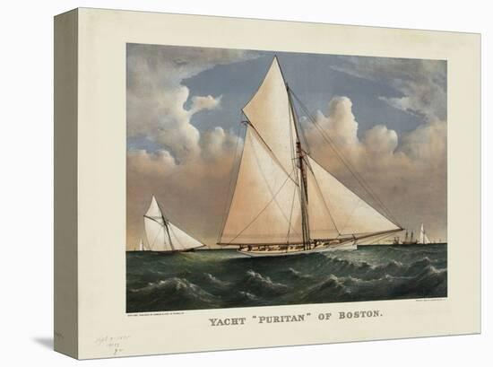 Yacht “Puritan” of Boston-Currier & Ives-Stretched Canvas