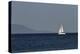 Yacht. Sailing Boat. Sailboat White Sail Boat between Blue Sky and Dark Blue Sea. an Island on Fore-PROtoys-Premier Image Canvas