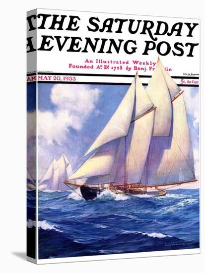 "Yachts at Sea," Saturday Evening Post Cover, May 20, 1933-Anton Otto Fischer-Premier Image Canvas