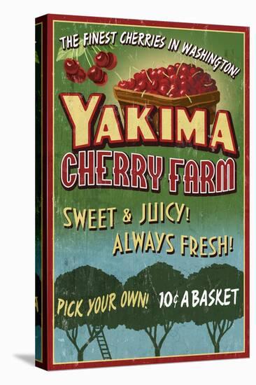 Yakima, Washington - Cherries-Lantern Press-Stretched Canvas