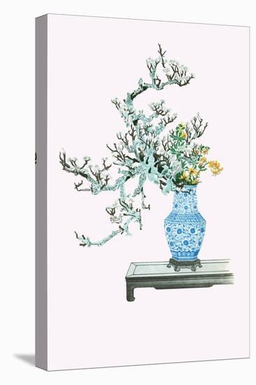 Yamanashi & Takejimayuri (Wild Pear And Lily) In a Blue And White Porcelain Vase-Josiah Conder-Stretched Canvas