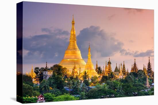 Yangon, Myanmar View of Shwedagon Pagoda at Dusk-Sean Pavone-Premier Image Canvas