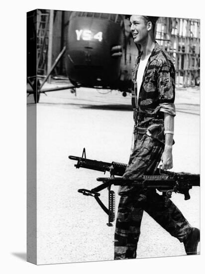 Yankee Papa 13 Helicopter Crew Chief James Farley Carrying a Pair of M-60 Machine Guns-Larry Burrows-Premier Image Canvas