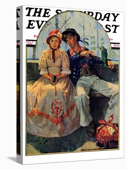 "Yarn Spinner" Saturday Evening Post Cover, November 8,1930-Norman Rockwell-Premier Image Canvas