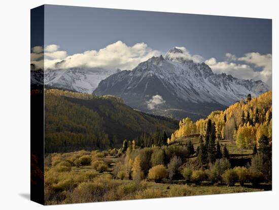 Yellow Aspens and Snow-Covered Mountains, Uncompahgre National Forest, Colorado, USA-James Hager-Premier Image Canvas