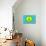 Yellow Green and Blue Peace Sign-null-Stretched Canvas displayed on a wall