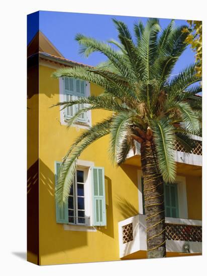 Yellow House and Palm Tree, Villefranche Sur Mer, Cote d'Azur, Provence, France, Europe-John Miller-Premier Image Canvas