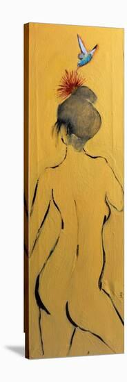 Yellow Nude from Behind with Pink Flower and Bird, 2015-Susan Adams-Premier Image Canvas