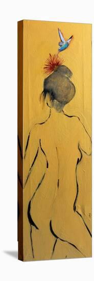 Yellow Nude from Behind with Pink Flower and Bird, 2015-Susan Adams-Premier Image Canvas