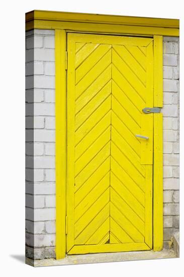 Yellow Old Wooden Door-vilax-Premier Image Canvas