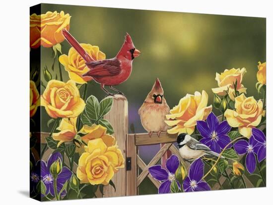 Yellow Roses and Songbirds-William Vanderdasson-Premier Image Canvas