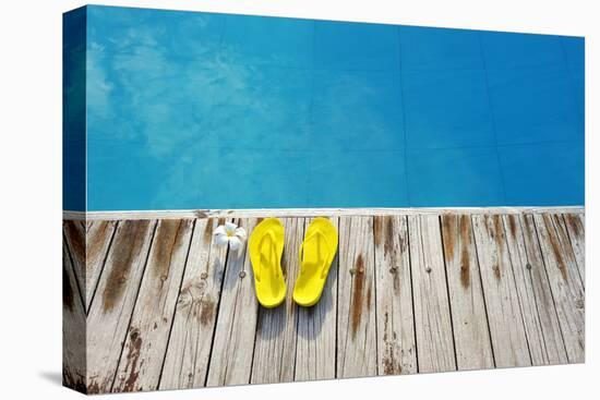 Yellow Sandals by a Swimming Pool-haveseen-Premier Image Canvas