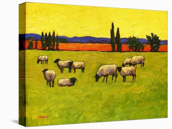 Yellow Sky with Sheep-Patty Baker-Stretched Canvas