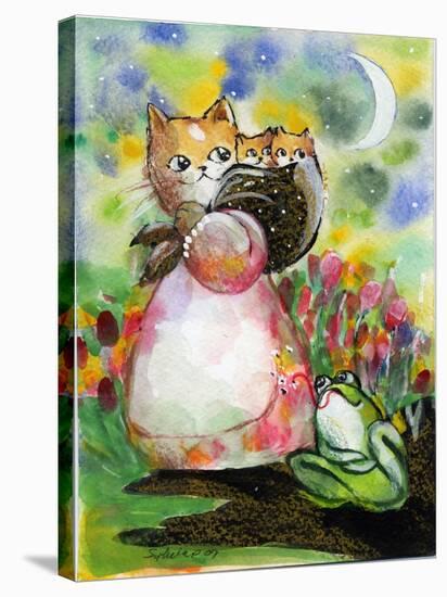Yellow Tabby Cat Kittens BullFrog-sylvia pimental-Stretched Canvas