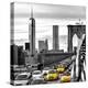 Yellow Taxi on Brooklyn Bridge Overlooking the One World Trade Center (1WTC)-Philippe Hugonnard-Premier Image Canvas