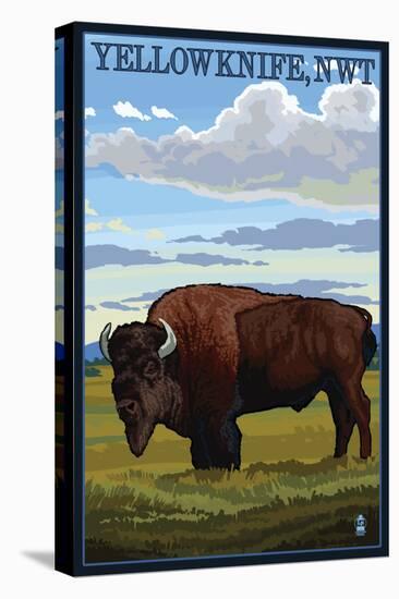 Yellowknife, NW Territories, Canada, Bison Scene-Lantern Press-Stretched Canvas