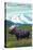 Yellowstone, Montana - Moose and Mountain-Lantern Press-Stretched Canvas