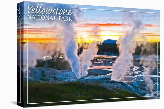 Yellowstone National Park - Norris Geyser Basin Sunset-Lantern Press-Stretched Canvas