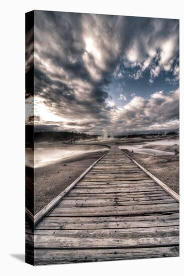 Yellowstone, Wyoming: a Wooden Path Going Through Norris Geyser Basin on a Cloudy Sunset-Brad Beck-Premier Image Canvas