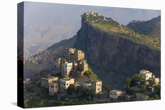 Yemen, Al Mahwit Province, Al Karn, Mountain Village, Elevated View-Peter Adams-Premier Image Canvas