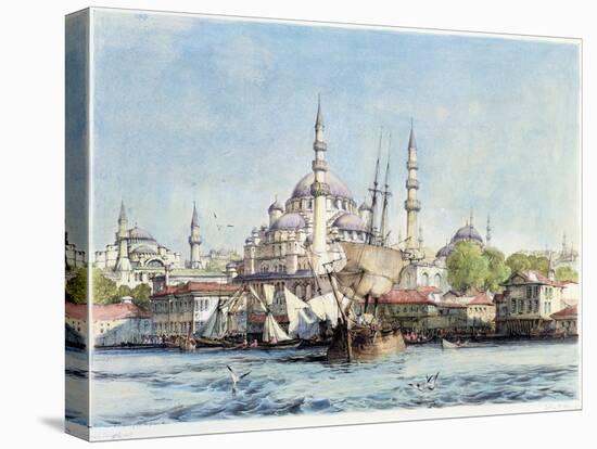 Yeni Jami and St. Sophia, Golden Horn, Plate 9, Illustrations of Constantinople, Engraved Pub. 1838-John Frederick Lewis-Premier Image Canvas