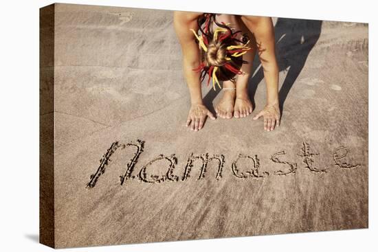 Yoga on the Beach with Namaste-Marina Pissarova-Premier Image Canvas