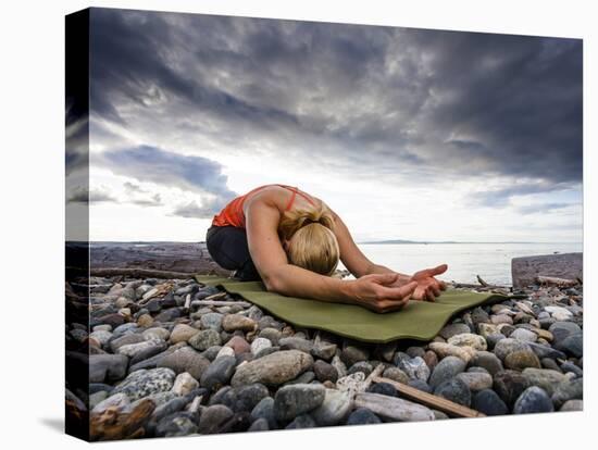 Yoga Position of Child's Pose in Lincoln Park - West Seattle, Washington-Dan Holz-Premier Image Canvas