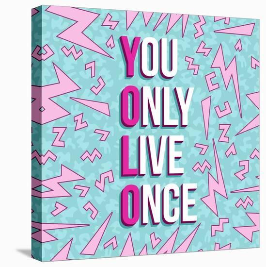 Yolo on 80s Background-cienpies-Stretched Canvas