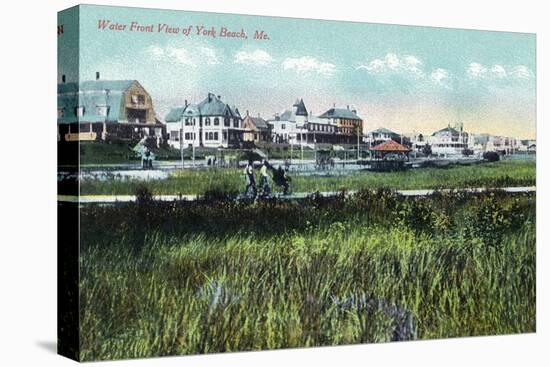 York, Maine, Waterfront View of York Beach-Lantern Press-Stretched Canvas