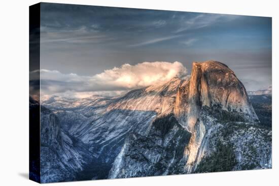 Yosemite National Park, California: Clouds Roll in on Half Dome as Sunset Falls on the Valley-Brad Beck-Premier Image Canvas