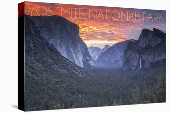 Yosemite National Park, California - Valley at Sunset-Lantern Press-Stretched Canvas