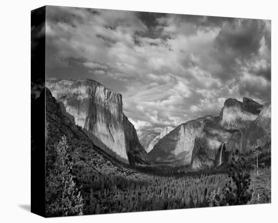 Yosemite Tunnel View Black and White I-Danny Burk-Stretched Canvas