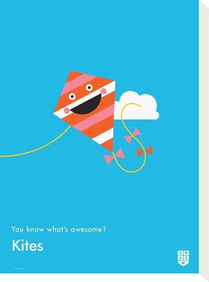 You Know What's Awesome? Kites (Blue)-Wee Society-Stretched Canvas
