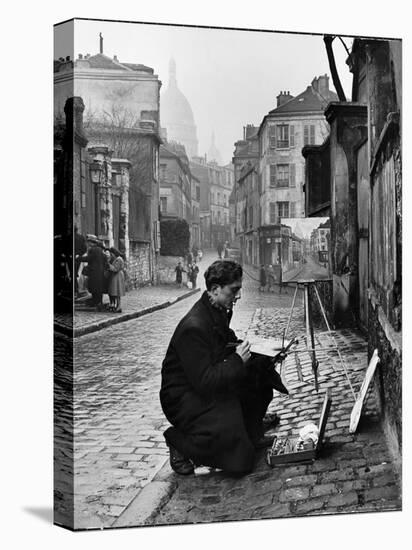 Young Artist Paints Sacre Coeur from the Ancient Rue Narvins-Ed Clark-Premier Image Canvas