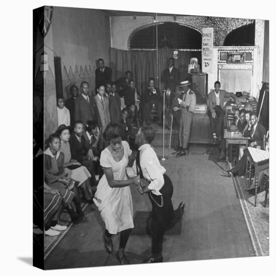 Young Black Couple Dancing Like Mad in the Center of Dance Floor at the Savoy Hotel-Eric Schaal-Premier Image Canvas