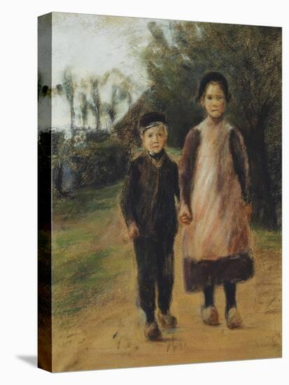 Young Boy and Girl on the Village Street; Junge Und Madchen Auf Der Dorfstrasse, C.1897-Max Liebermann-Premier Image Canvas