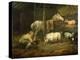 Young Boy and His Dog in a Stable with a Horse and Sheep (Oil on Canvas)-James Ward-Premier Image Canvas