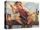 Young Boy Fishing-null-Stretched Canvas