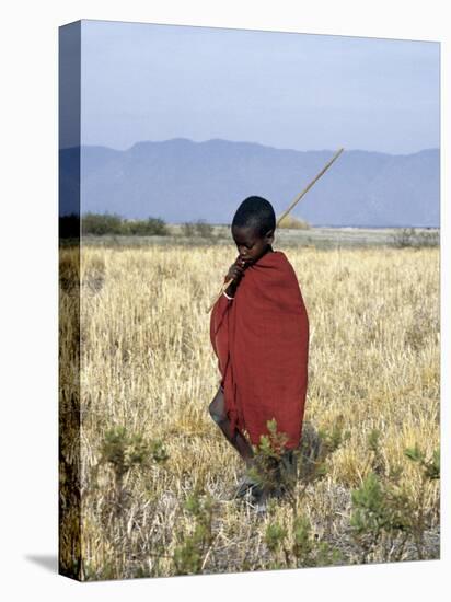 Young Boy of the Datoga Tribe Crosses the Plains East of Lake Manyara in Northern Tanzania-Nigel Pavitt-Premier Image Canvas