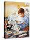 Young Boy Reading Story Books-null-Premier Image Canvas