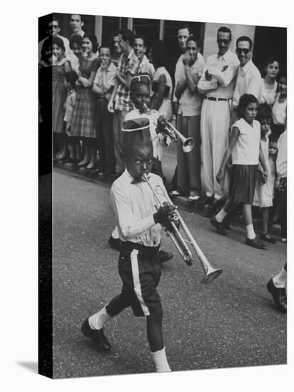 Young Boys Playing Trumpets in a Parade-Hank Walker-Premier Image Canvas