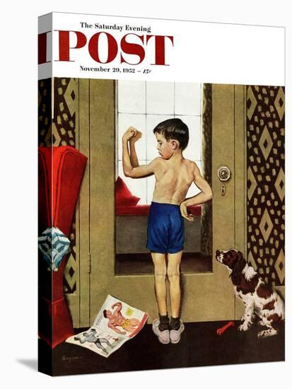 "Young Charles Atlas" Saturday Evening Post Cover, November 29, 1952-George Hughes-Premier Image Canvas